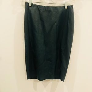 Anthropologie Emerald Green Leather Pencil Skirt